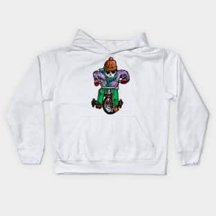 Skullboy on tricycle Kids Hoodie